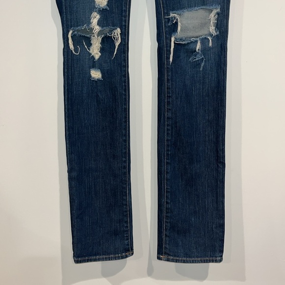 J BRAND Women’s 28 Distressed Slim Skinny Straight Jeans Dark Denim Mid Rise EUC - Picture 4 of 11